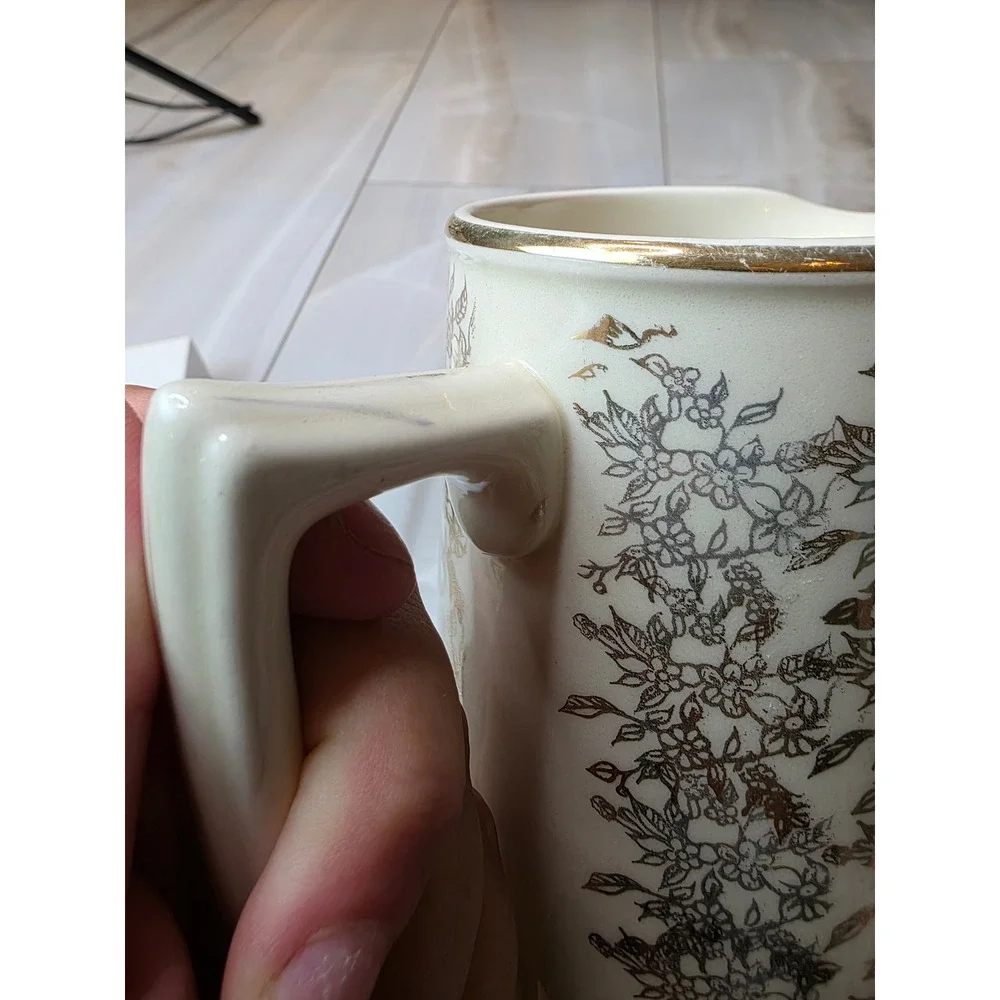 Sadler England Vintage Gold Chintz Floral Ceramic Pitcher Cream 1153‎ J 6.5